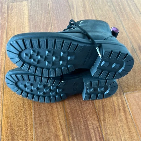 New Cole Haan Black Ankle Hiking Boots with Lace-Up Design 6 - Picture 3 of 3